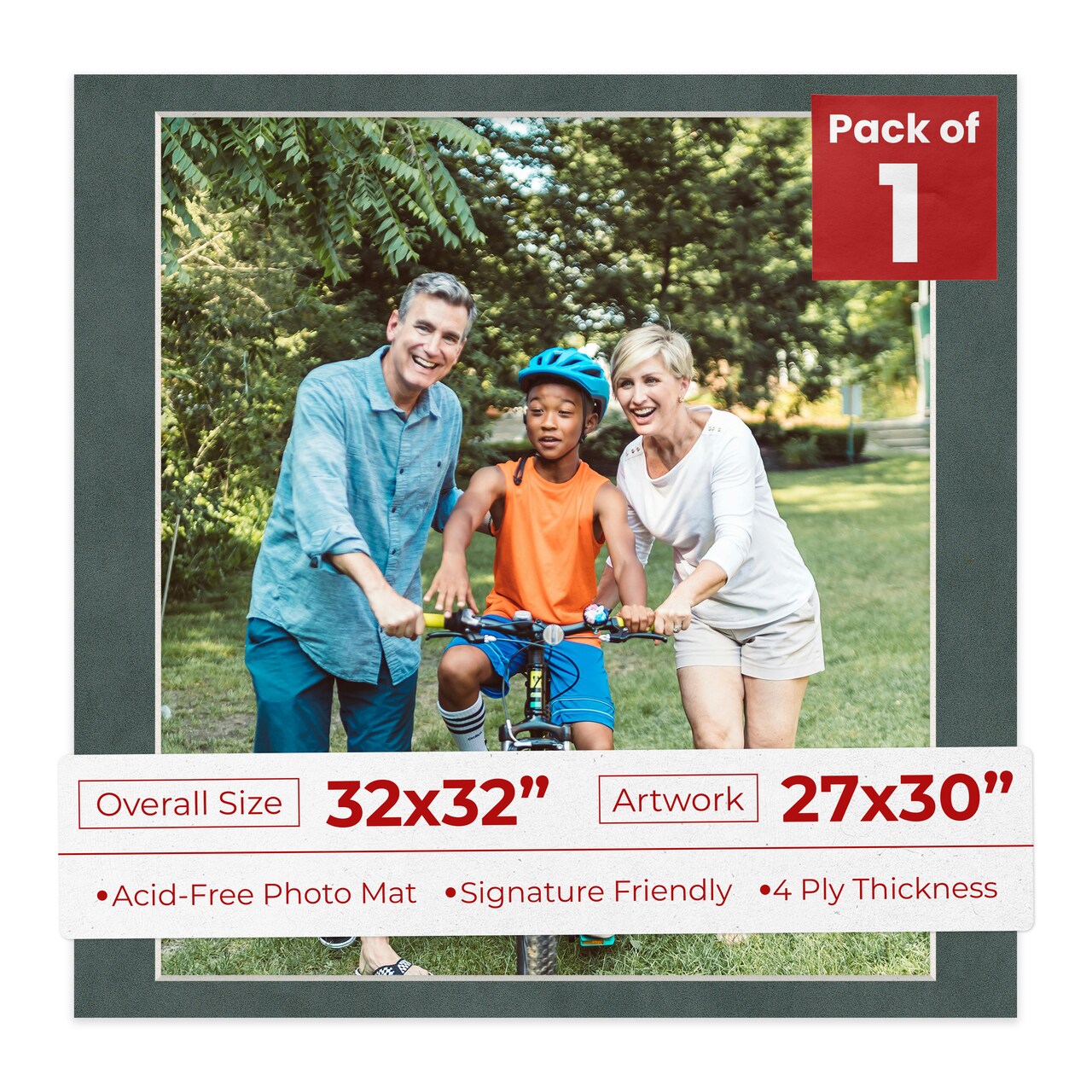 Dark Grey Suede Mat Board for 32x32 Frames - Fits 27x30 Photos